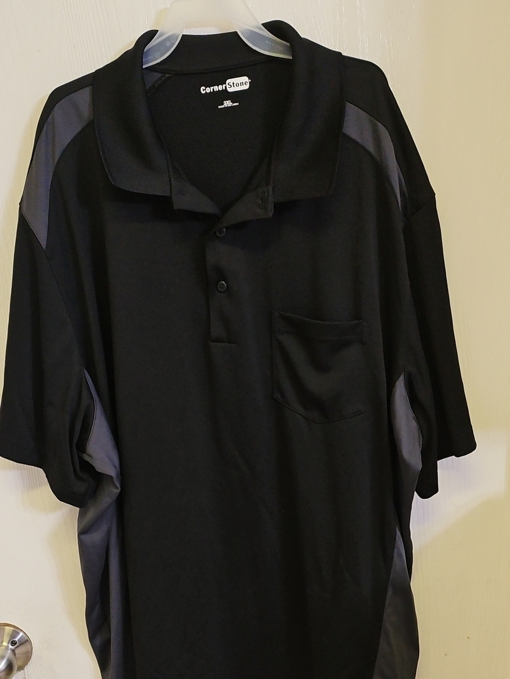 CornerStone Men's Black Polo with Gray Accents
